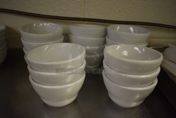 18 White Ceramic Bowls. 4x4x2.5. 18 Times Your Bid!