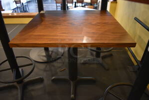 Wood Pattern Table on Black Metal Table Base. 30x30x30