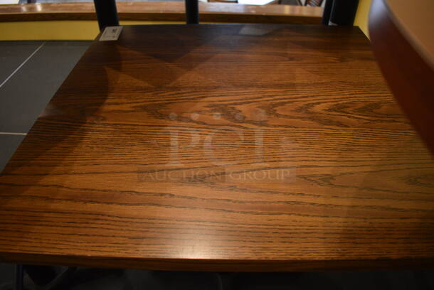 Wood Pattern Table on Black Metal Table Base. 30x30x30 - Image 2 of 3
