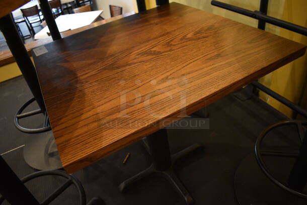 Wood Pattern Table on Black Metal Table Base. 30x30x30 - Image 3 of 3