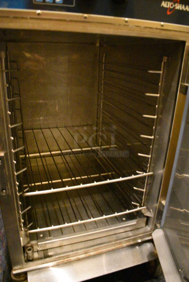 FANTASTIC! 2011 Alto Shaam Model 1000-TH/II Stainless Steel Commercial 2 Half Size Door Halo Heat Warming Cabinet on Commercial Casters. 208-240 Volts, 1 Phase. 22.5x30.5x77. Tested and Working! - Image 6 of 9