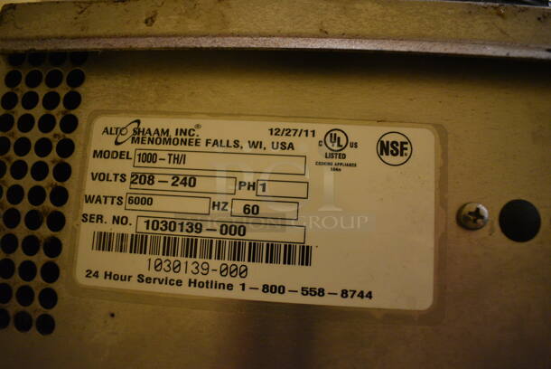 FANTASTIC! 2011 Alto Shaam Model 1000-TH/II Stainless Steel Commercial 2 Half Size Door Halo Heat Warming Cabinet on Commercial Casters. 208-240 Volts, 1 Phase. 22.5x30.5x77. Tested and Working! - Image 7 of 9