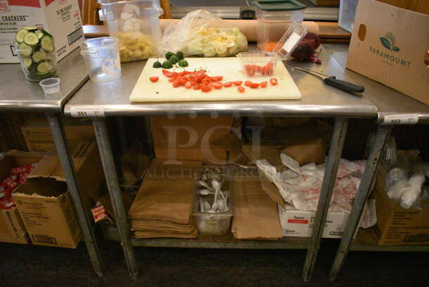 Stainless Steel Commercial Table w/ Metal Undershelf. Does Not Include Contents. 36x30x34