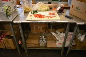 Stainless Steel Commercial Table w/ Metal Undershelf. Does Not Include Contents. 36x30x34