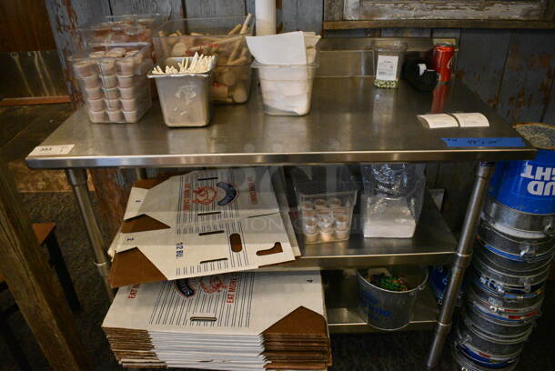 Stainless Steel Commercial Table w/ 2 Stainless Steel Undershelves. Does Not Include Contents. 48x24x41 - Image 1 of 3