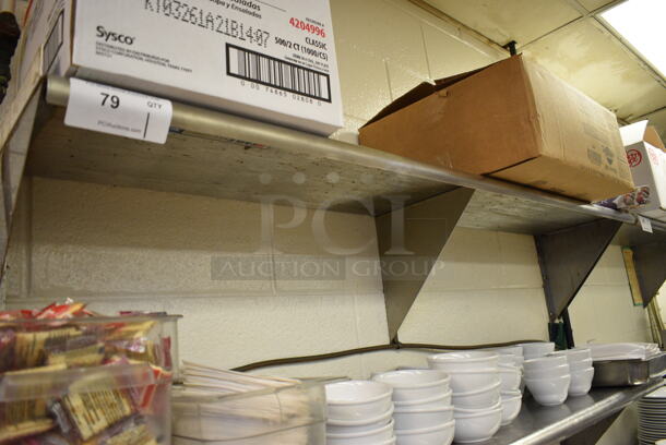 Stainless Steel Wall Mount Shelf. Does Not Include Contents. BUYER MUST REMOVE. 60x12x13 - Image 2 of 2