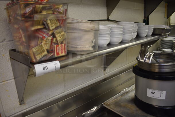 Stainless Steel Wall Mount Shelf. Does Not Include Contents. BUYER MUST REMOVE. 60x12x13 - Image 1 of 2