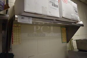 Stainless Steel Wall Mount Shelf. Does Not Include Contents. BUYER MUST REMOVE. 36x12x13