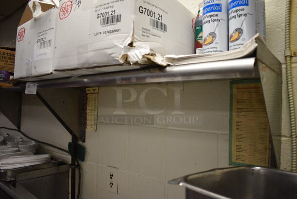 Stainless Steel Wall Mount Shelf. Does Not Include Contents. BUYER MUST REMOVE. 36x12x13 - Image 2 of 2