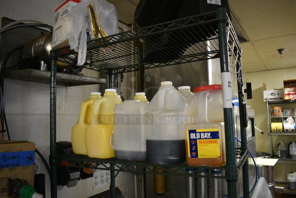 Green Finish 4 Tier Shelving Unit. Does Not Include Contents. 30x18x75. BUYER MUST DISMANTLE. PCI CANNOT  DISMANTLE FOR SHIPPING. PLEASE CONSIDER FREIGHT CHARGES.
 - Image 2 of 3