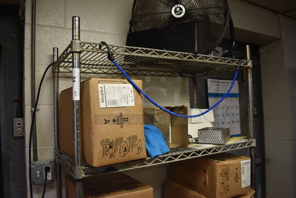 Chrome Finish 4 Tier Shelving Unit. Does Not Include Contents. 36x18x75. BUYER MUST DISMANTLE. PCI CANNOT  DISMANTLE FOR SHIPPING. PLEASE CONSIDER FREIGHT CHARGES.
 - Image 2 of 3