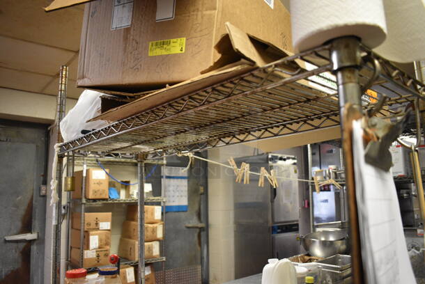 Chrome Finish 3 Tier Shelving Unit. Does Not Include Contents. 42x14x75. BUYER MUST DISMANTLE. PCI CANNOT  DISMANTLE FOR SHIPPING. PLEASE CONSIDER FREIGHT CHARGES.
 - Image 2 of 3
