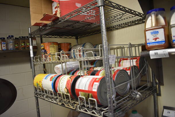 Chrome Finish 4 Tier Shelving Unit. Does Not Include Contents. 36x24x74. BUYER MUST DISMANTLE. PCI CANNOT  DISMANTLE FOR SHIPPING. PLEASE CONSIDER FREIGHT CHARGES.
 - Image 2 of 3