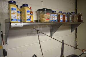 Stainless Steel Wall Mount Shelf. Does Not Include Contents. BUYER MUST REMOVE. 60x12x13