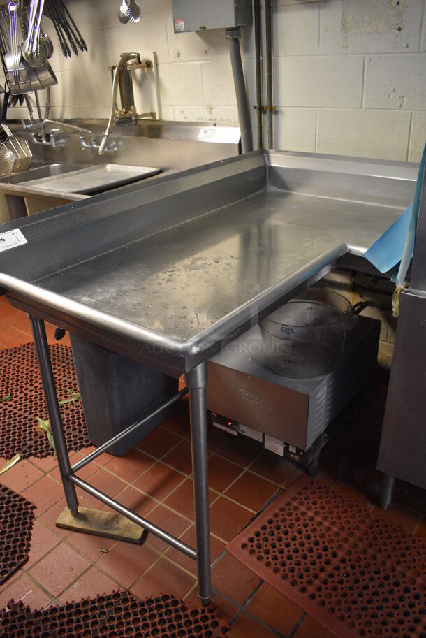 Stainless Steel Commercial Left Side L Shaped Clean Side Dishwasher Table. Goes GREAT w/ Items 97 and 98! 56x37x42 - Image 1 of 2