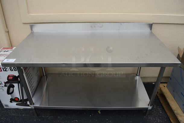 BRAND NEW! Stainless Steel Commercial Table w/ Stainless Steel Undershelf and Backsplash. 60x30x38