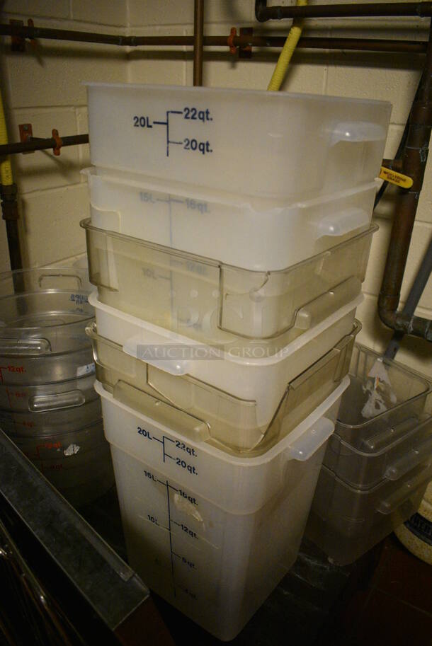 6 Poly White and Clear Containers. 11x11x16. 6 Times Your Bid!