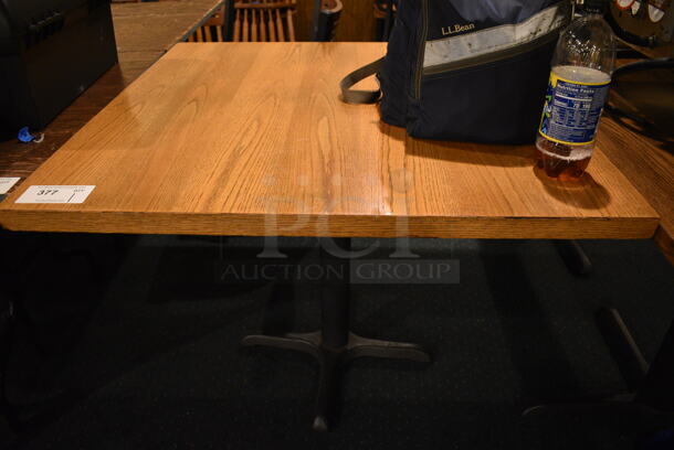 Wood Pattern Table on Black Metal Table Base. 36x36x30