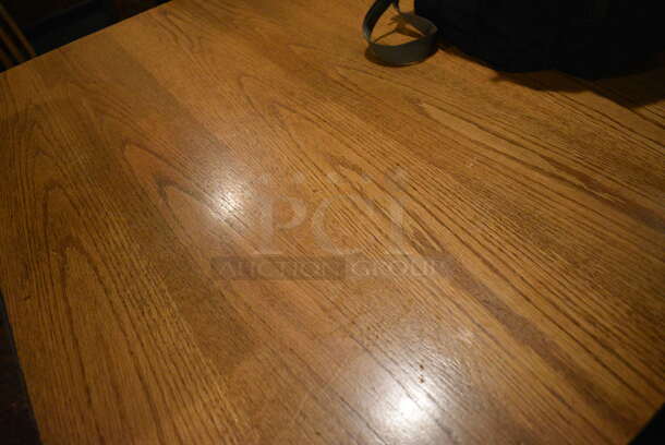 Wood Pattern Table on Black Metal Table Base. 36x36x30 - Image 2 of 3