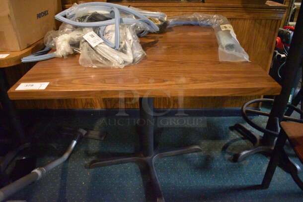 Wood Pattern Table on Black Metal Table Base. 36x36x30 - Image 1 of 3