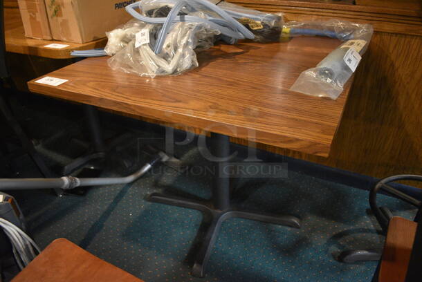 Wood Pattern Table on Black Metal Table Base. 36x36x30 - Image 2 of 3