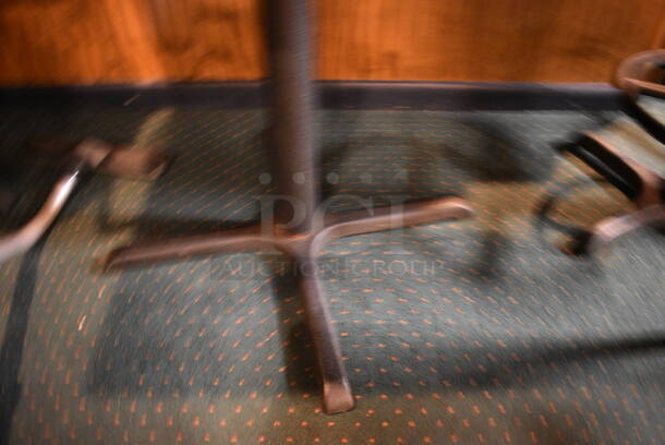 Wood Pattern Table on Black Metal Table Base. 36x36x30 - Image 3 of 3