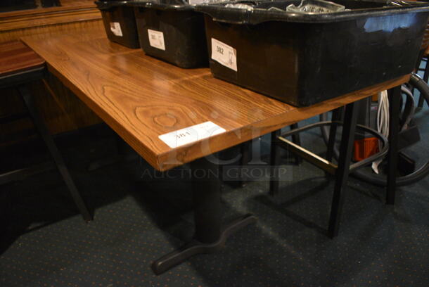 Wood Pattern Table on Black Metal Table Base. 72x30x30 - Image 1 of 3