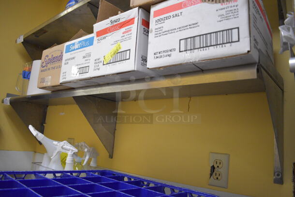 Stainless Steel Wall Mount Shelf. Does Not Include Contents. BUYER MUST REMOVE. 60x12x13 - Image 1 of 2