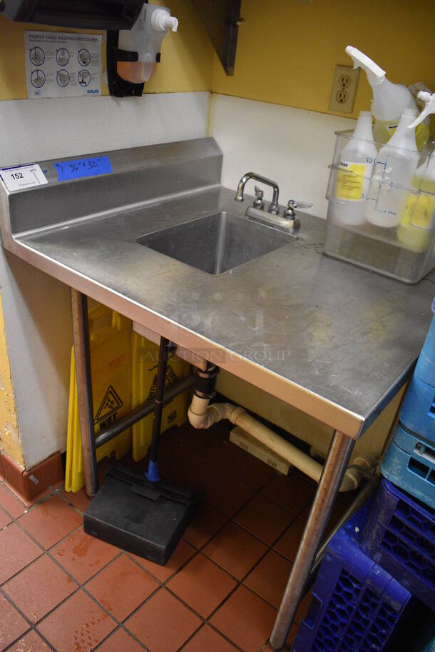 Stainless Steel Commercial Counter w/ Sink Basin, Faucet, Handles and Side Splash. This Unit Will Be Professionally Uninstalled. 36x30x42 - Image 2 of 4