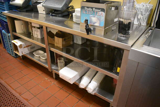 Stainless Steel Commercial Table w/ 2 Stainless Steel Undershelves. Does Not Include Contents. 78x30x36 - Image 2 of 4