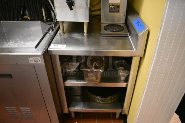 Stainless Steel Commercial Table w/ Side Splash Guard and 2 Undershelves. 24x30x41 - Image 1 of 4