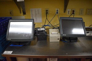 ALL ONE MONEY! Lot of 2 Micros 15" POS Monitors and 2 Epson Model M129B Receipt Printer!