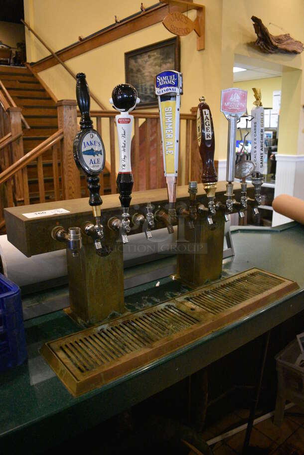Perlick Metal Commercial 10 Tap Beer Tower w/ Drip Tray. This Unit Will Be Professionally Uninstalled. 33x9x26 - Image 3 of 6