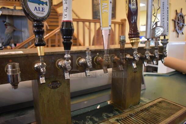 Perlick Metal Commercial 10 Tap Beer Tower w/ Drip Tray. This Unit Will Be Professionally Uninstalled. 33x9x26 - Image 5 of 6
