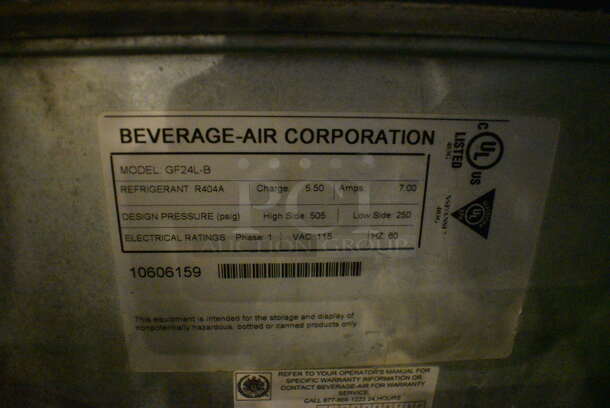 NICE! Beverage Air Model GF24L-B Stainless Steel Commercial Back Bar Bottle Cooler. 115 Volts, 1 Phase. 24x27x39. Tested and Does Not Power On.  - Image 4 of 4