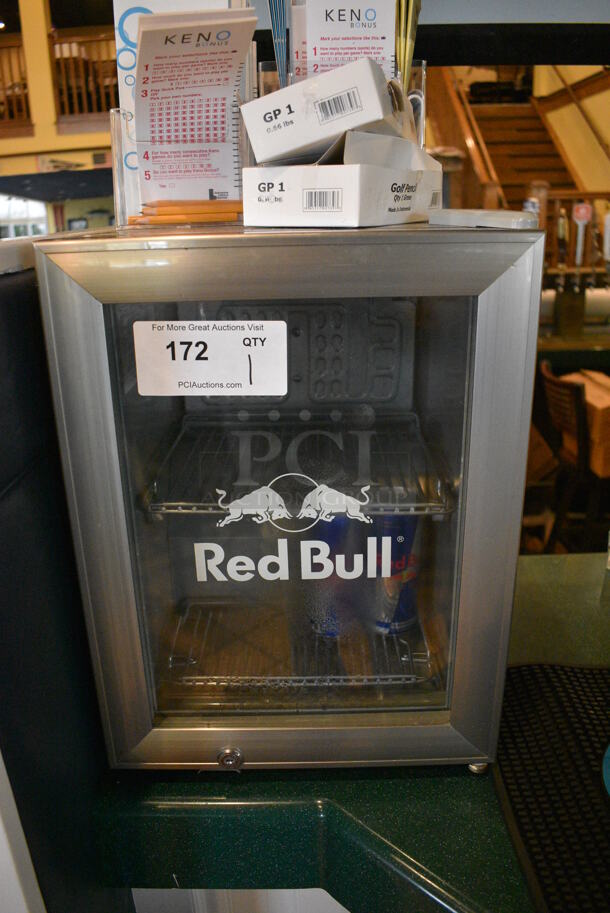 NICE! Red Bull Model SC-1 Metal Commercial Countertop Mini Cooler Merchandiser. Does Not Include Contents. 115 Volts, 1 Phase. 13x16x18. Tested and Working!