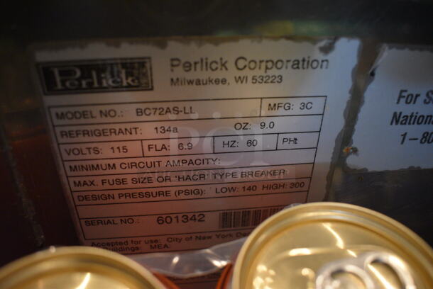 SWEET! Perlick Model BC72AS-LL Stainless Steel Commercial Back Bar Bottle Cooler w/ 2 Sliding Lids and Speedwell on Commercial Casters. Does Not Include Contents. 115 Volts, 1 Phase. 72x30x38. Tested and Working! - Image 5 of 6