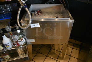 IMI Cornelius Model 2123 IT 9CR Stainless Steel Commercial Ice Bin w/ Wunderbar Soda Gun. This Unit Will Be Professionally Uninstalled. 23x21x34