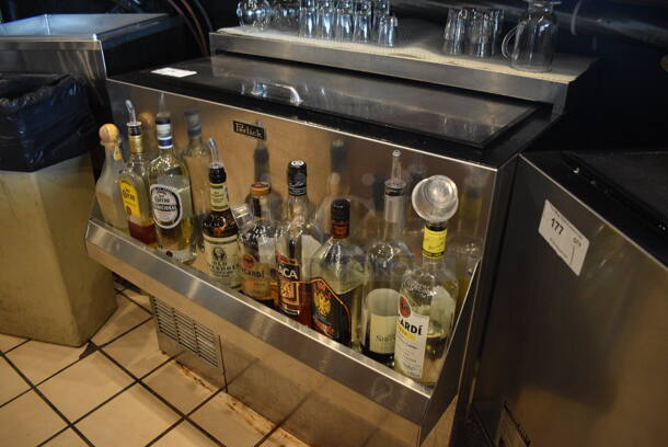SWEET! Perlick Model BC36 Stainless Steel Commercial Back Bar Bottle Cooler w/ Sliding Lid and Speedwell on Commercial Casters. Does Not Include Contents. 115 Volts, 1 Phase. 36x30x34. Tested and Working!
 - Image 2 of 5