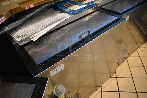 SWEET! Perlick Model BC36 Stainless Steel Commercial Back Bar Bottle Cooler w/ Sliding Lid. Does Not Include Contents. 115 Volts, 1 Phase. 36x30x34. Tested and Working!
 - Image 2 of 5