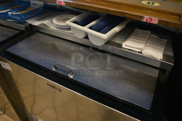 SWEET! Perlick Model BC36 Stainless Steel Commercial Back Bar Bottle Cooler w/ Sliding Lid. Does Not Include Contents. 115 Volts, 1 Phase. 36x30x34. Tested and Working!
 - Image 3 of 6
