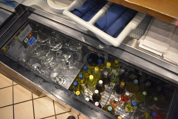 SWEET! Perlick Model BC36 Stainless Steel Commercial Back Bar Bottle Cooler w/ Sliding Lid. Does Not Include Contents. 115 Volts, 1 Phase. 36x30x34. Tested and Working!
 - Image 5 of 6