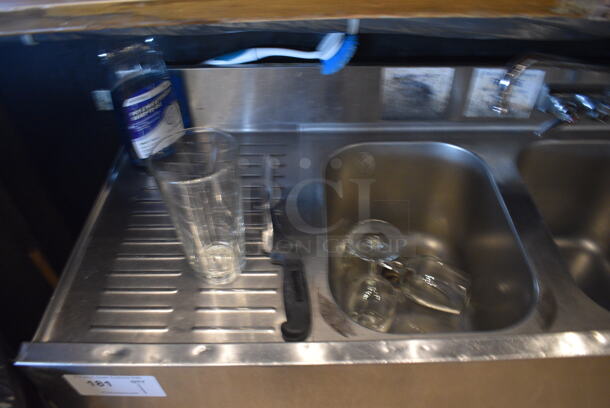 Stainless Steel Commercial 3 Bay Sink w/ Dual Drainboards, Faucet and Handles. This Unit Will Be Professionally Uninstalled. 60x19x34 - Image 3 of 5