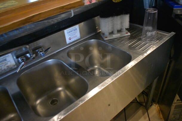 Stainless Steel Commercial 3 Bay Sink w/ Dual Drainboards, Faucet and Handles. This Unit Will Be Professionally Uninstalled. 60x19x34 - Image 4 of 5