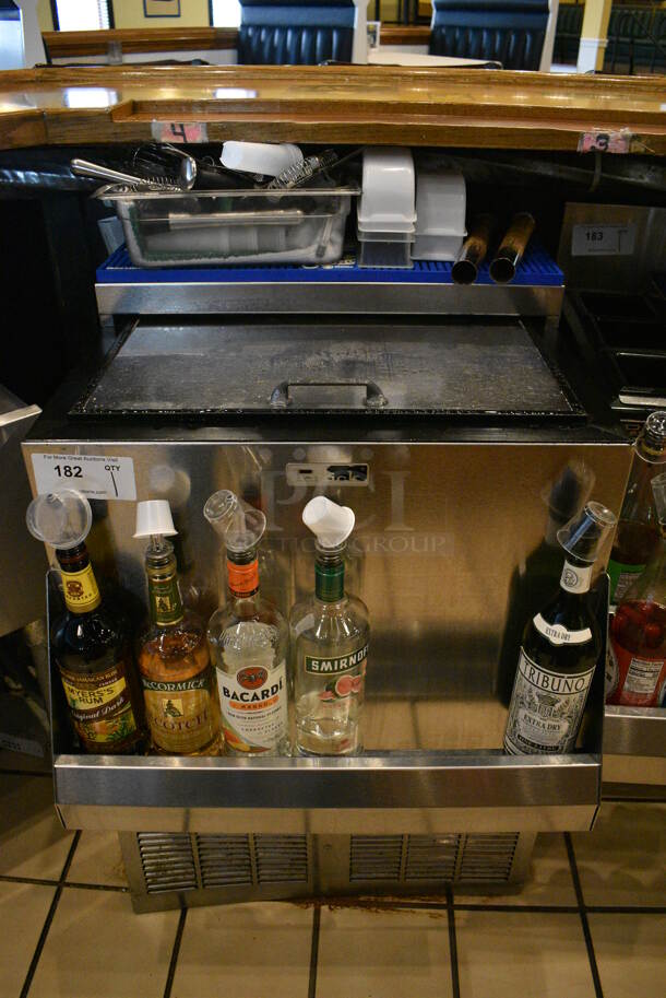 SWEET! Perlick Stainless Steel Commercial Back Bar Bottle Cooler w/ Sliding Lid and Speedwell. Does Not Include Contents. 115 Volts, 1 Phase. 24x30x34. Tested and Working!
 - Image 1 of 7