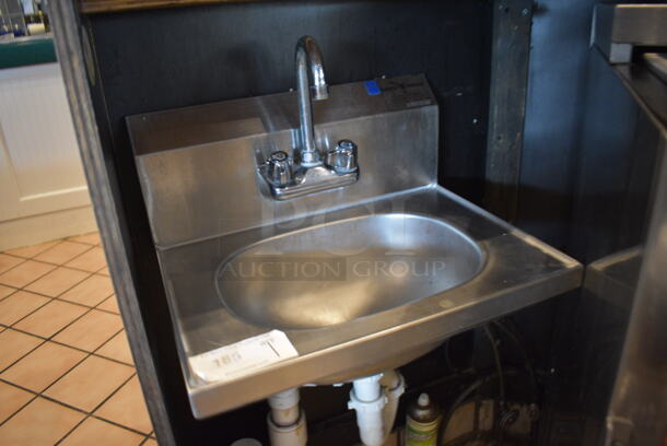Stainless Steel Commercial Wall Mount Single Bay Sink w/ Faucet and Handles. This Unit Will Be Professionally Uninstalled. 19x15x15 - Image 2 of 3