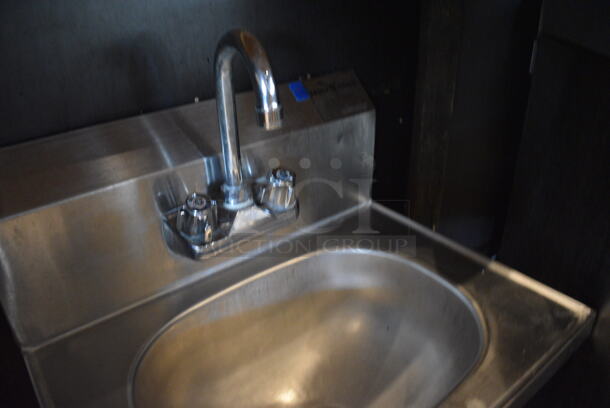 Stainless Steel Commercial Wall Mount Single Bay Sink w/ Faucet and Handles. This Unit Will Be Professionally Uninstalled. 19x15x15 - Image 3 of 3