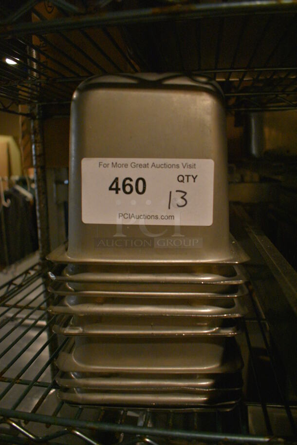 13 Stainless Steel 1/6 Size Drop In Bins. 1/6x6. 13 Times Your Bid!