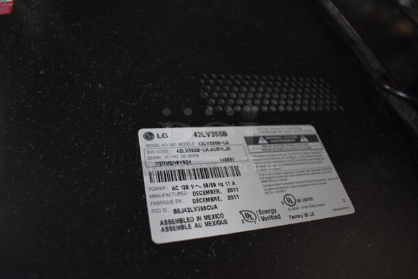 2011 LG Model 42LV355B 42" Television. 120 Volts, 1 Phase. BUYER MUST REMOVE. Buyer Must Pick Up - We Will Not Ship This Item. Tested and Working! - Image 5 of 5