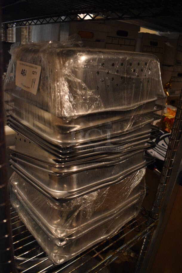 14 Stainless Steel Perforated 1/2 Size Drop In Bins. 1/2x4. 14 Times Your Bid! - Image 2 of 2